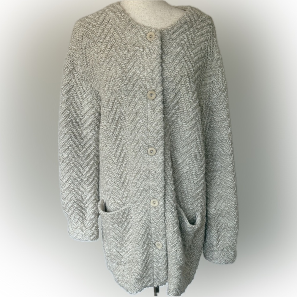 Eileen Fisher Cream Textured Cardigan